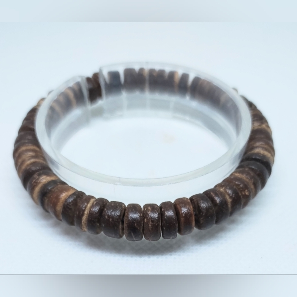 Men's Bracelet‎ Beaded Beads Brown New f44